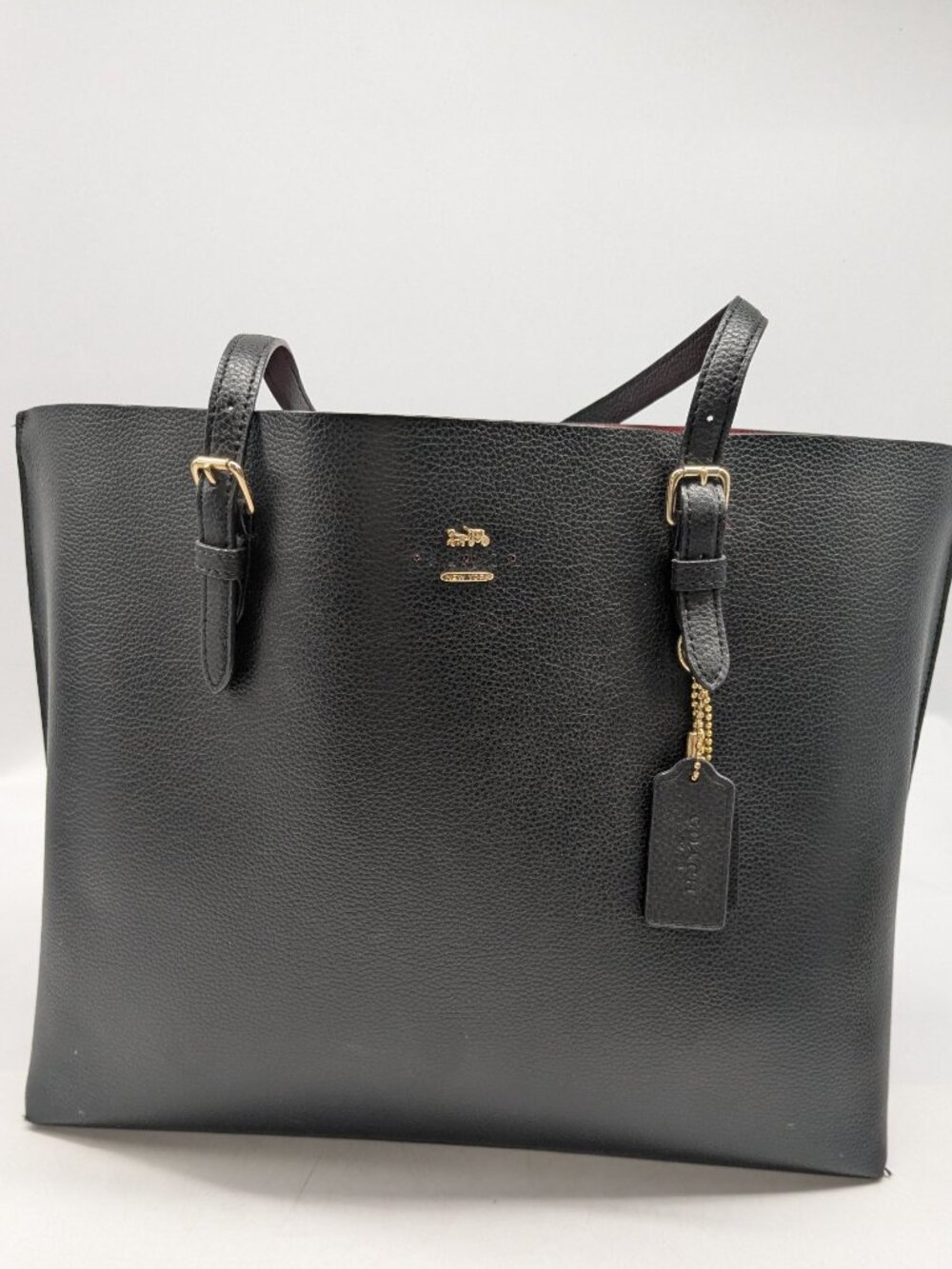 Authentic Coach Black Double Faced Leather Mollie Tote Bag - Picture 7 of 7